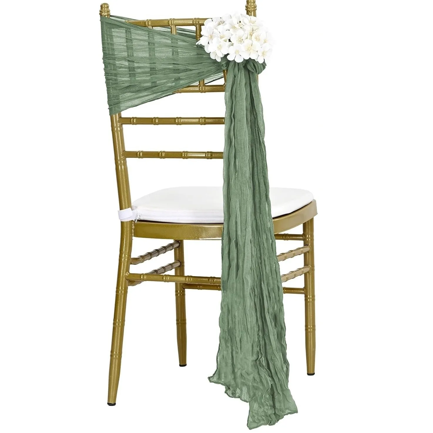 Hot Sell Cheesecloth Sage Green Chair Sashes Drapes 16x108 inch Wedding Event Party Decorative Rustic Gauze Chair Bows Ties