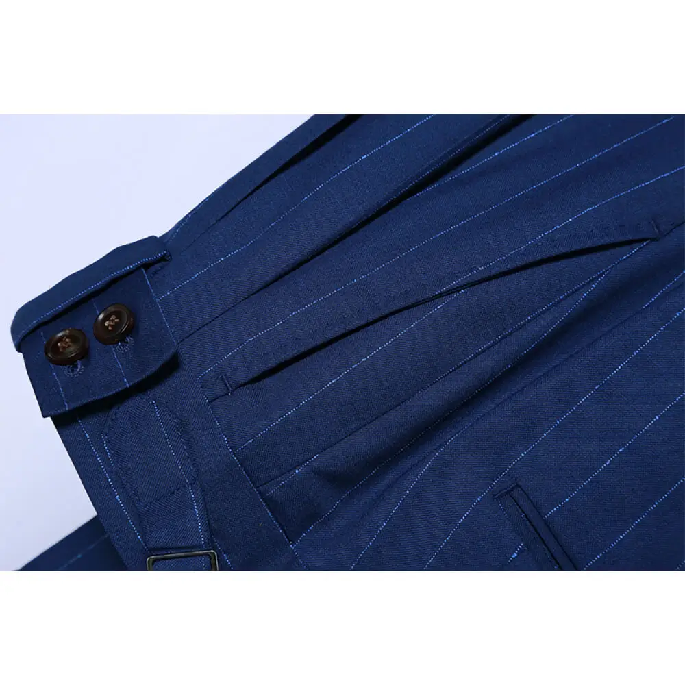 MTM made to measure  navy striped fabric hand made lapel hole italy style blazer slim suits