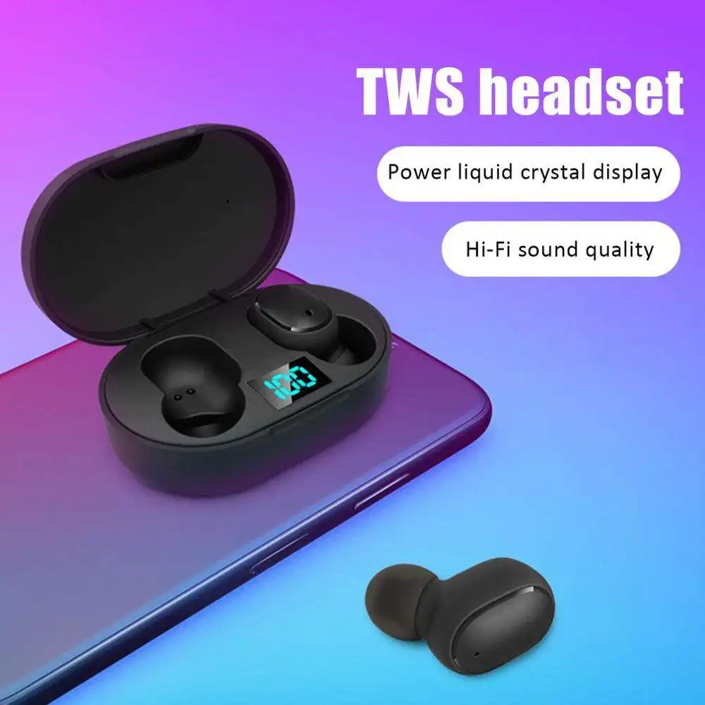 2024 E6S wholesale custom logo Top-Selling Bluetooth Earbud with digital display IPX4 Waterproof Perfect for game Gift Christmas
