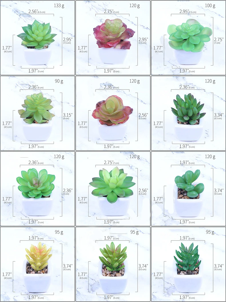 Mini Faux Plastic Succulent Ceramic Potted Plant Home Office Kitchen Decoration Mini Artificial Succulent Plants With Pots