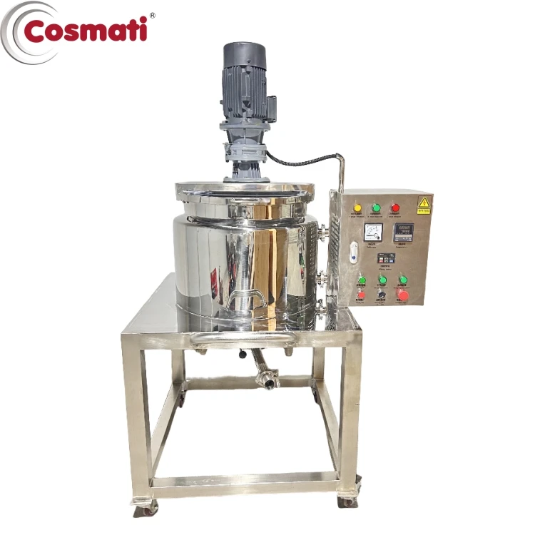 Small Soap Making Machine For Shampoo Liquid Detergent Movable Electric Heating Tank With Homogenizer