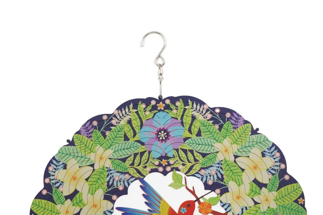 Hourpark Outdoor Garden Ornaments Hummingbird Rotating Animal 12inch Hanging 3D Wind Spinners