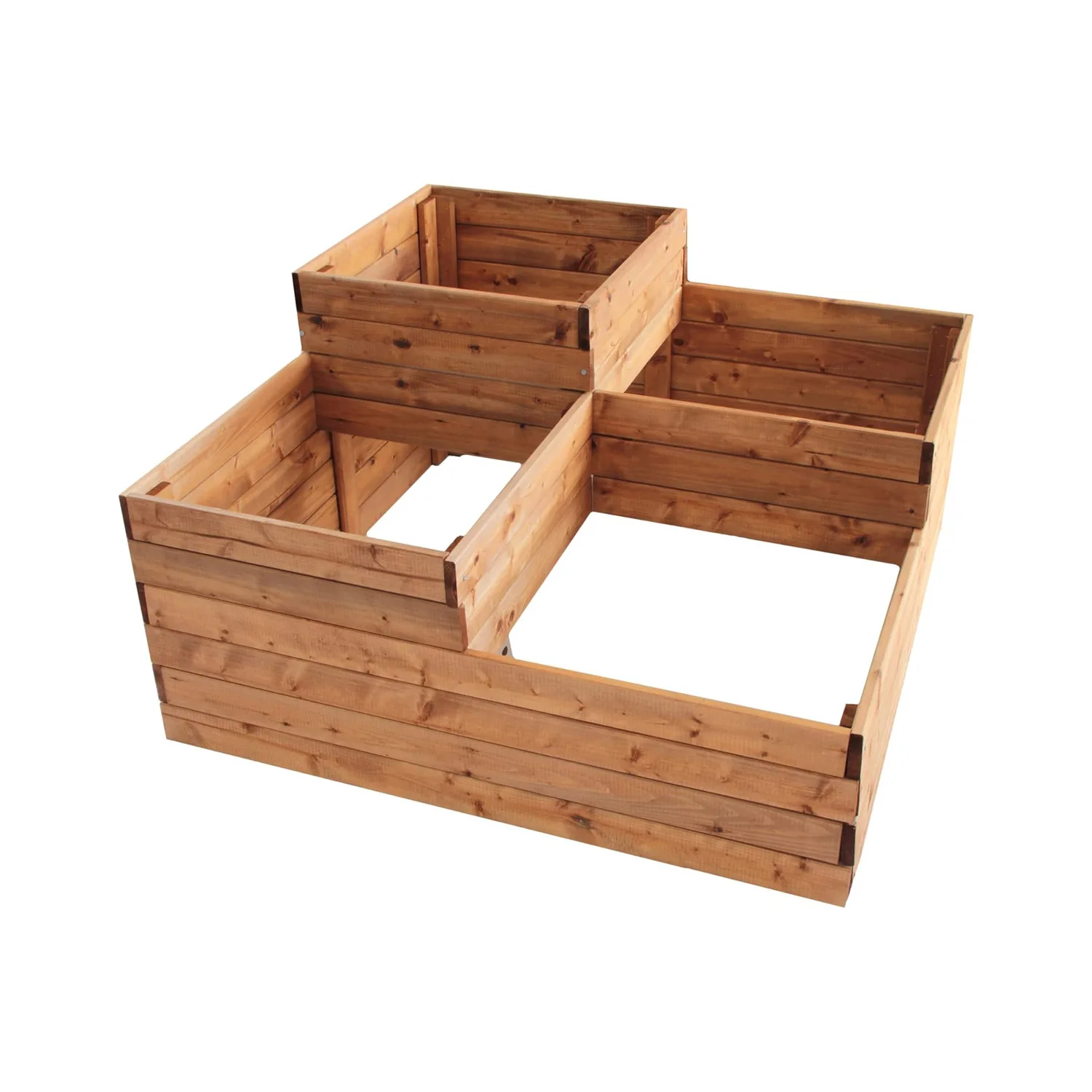Outdoor Wooden Raised Bed with 4 Compartments Garden Bed Wooden Flower Plantr Box