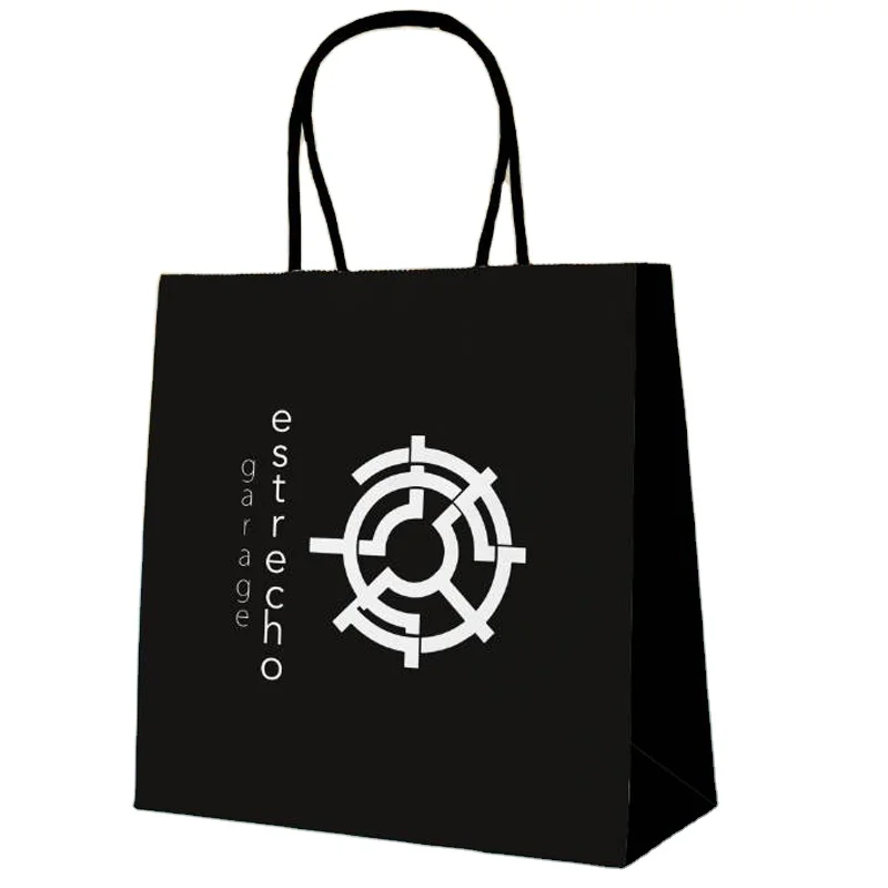 Black Kraft Paper Bag Clothing Packaging Bag Custom Gift Bag Kraft Paper Handbag Custom Logo