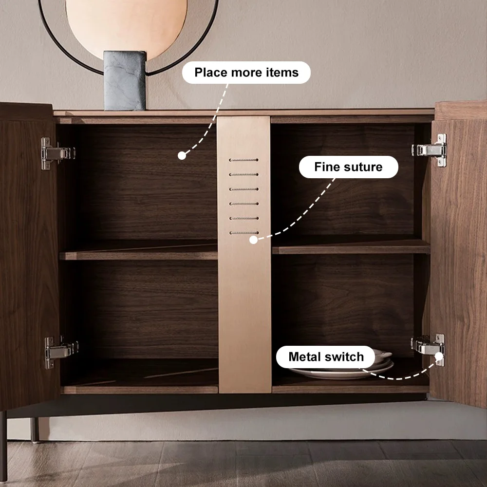 Modern Sintered Stone Entertainment Center Living Room Side Storage Cabinet TV Unit Stand With Gold Metal Base