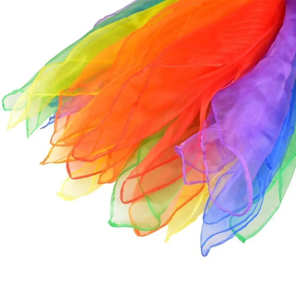 Free Sample 24*24inch small Square Juggling Silk Dance Scarves Pure Color Good Quality For Performances Baby