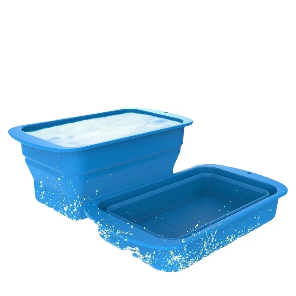 Wholesale Foldable Ice cube tray Freezer bath Silicone Folding Ice Cube Mould with Lid