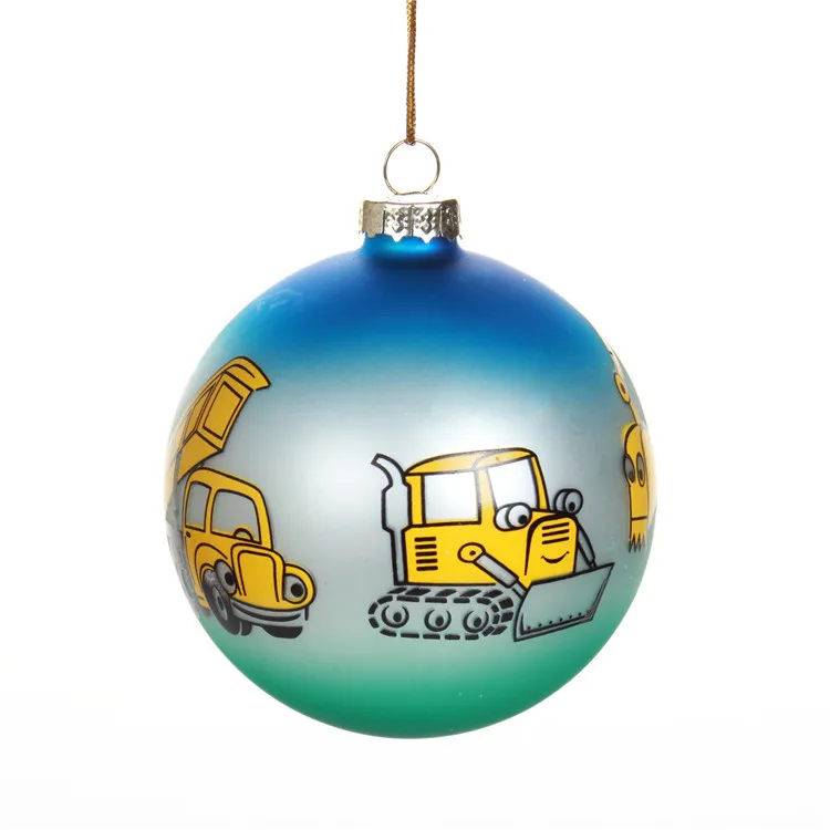 Custom Painted 8CM Christmas Glass Balls with Logo Pattern Christmas Tree Decoration Festival Ornaments