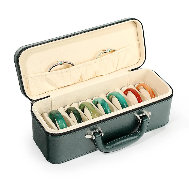 Custom Logo Travel Jewellery Necklace Jade bracelet Storage Box PU Leather Jewelry Case