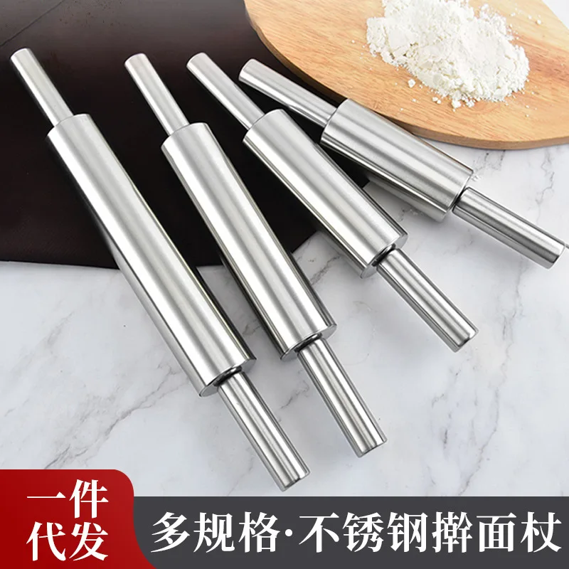 Baking Cookie Pizza Fondant Pie Crust Dough Pastry Stainless Steel Smooth Light Weight Non-Stick Roller Rolling Pin