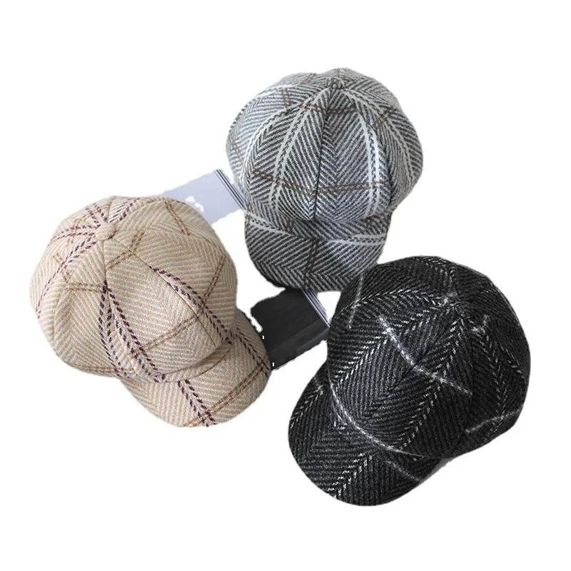 ZANDY осенне-зимний модный берет в клетку английском ретро