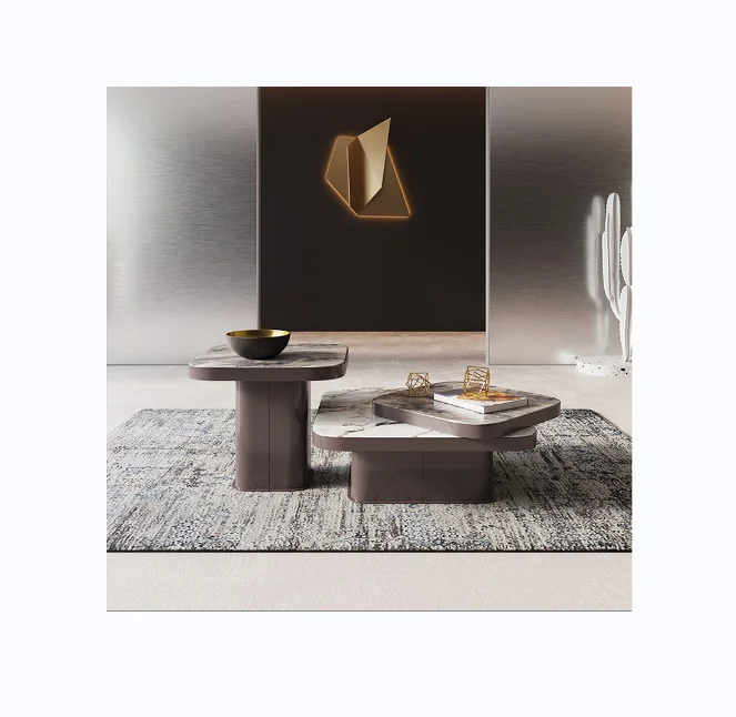 2021 hot-selling minimalist coffee table rotatable rock slab coffee table