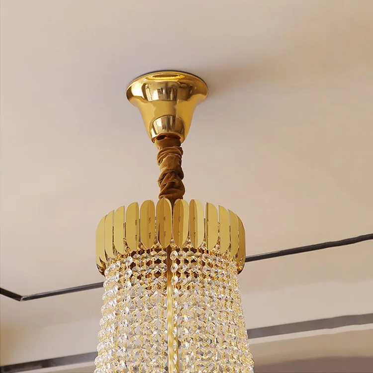Modern crystal Beaded gold Chandelier Luxury metal round big crystal lamps