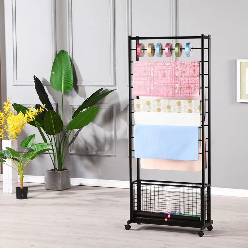 Store Carpet Rug Decoration Ribbon Flower Gift Wrapping Paper Wall Packaging Paper Metal Display Rack Stand