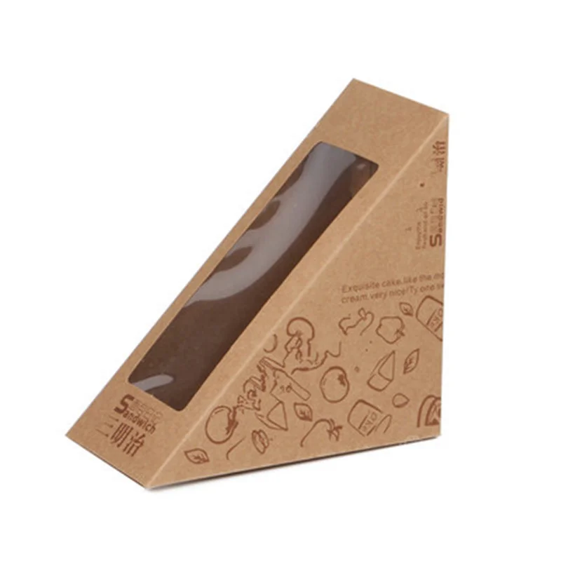 Food Grade Kraft Paper Colorful Triangle Pizza Slice Box With The Window