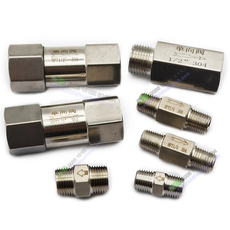 Manufacturer  Stainless Steel inline male check valve Straight Spring Loaded Male Threaded One Way Check Valve