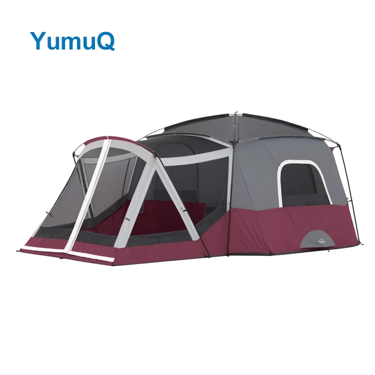 YumuQ 10 Person 2 Doors 2 Rooms 1 Living Room Waterproof Outdoor Quick Easy Set Up Camping Family Double Layer Tent