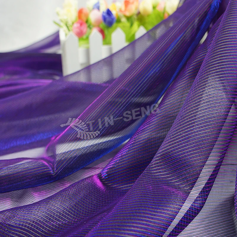 Двухцветная Светоотражающая меняющая цвет блестящая сетчатая ткань для женской трикотажной одежды
