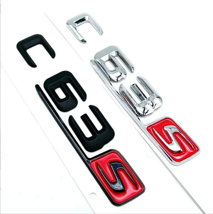 Chrome ABS C63s S43s Plastic Car Trunk Rear Letters Badge Emblem Emblems Decal Sticker for Mercedes Benz C Class C63 S S63 S