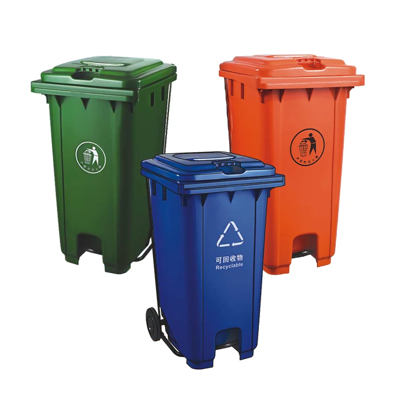 240Liter Large Garbage Bins Wheeled Trash Can Plastic Outdoor Waste Bin with Foot Pedal