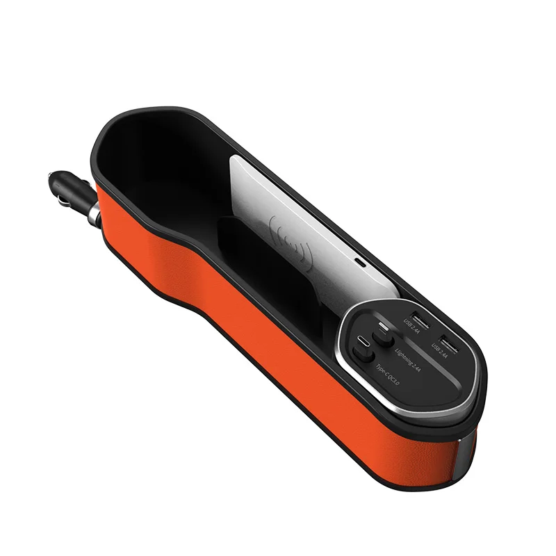 Universal Car Seat Storage with Dual USB plug Storage Box Luxury USB Charging Car Pocket Car Seat Crevice Storage Box