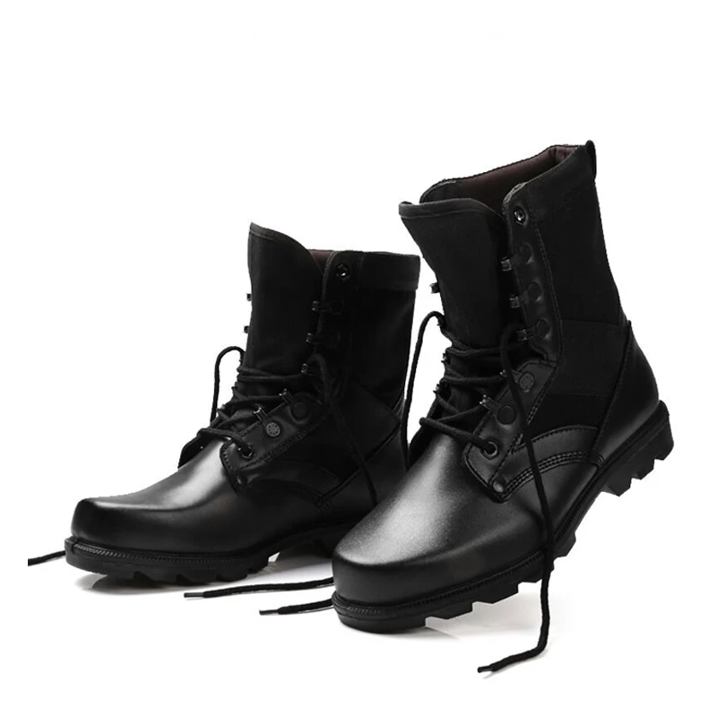 Good Quality Security Guards Safety Shoes Tactical Official Genius black Leather Boots rubber soles safety shoes