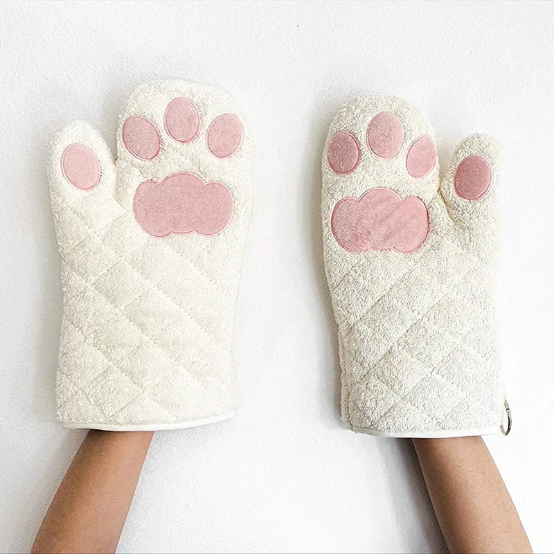 
Cute High Quality Oven Gloves BBQ 100% cotton Heat Resistant Pot Holder Microwave Mitts grill gloves 
