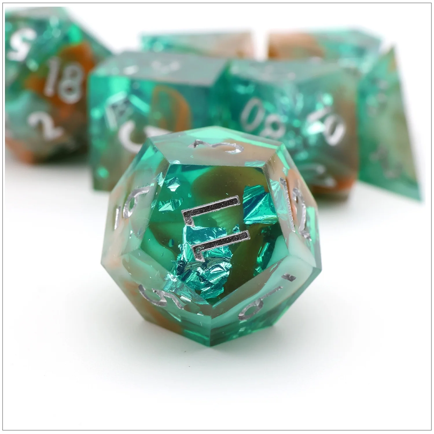 Sharp Edge Handmade Dice Set,Polyhedral Resin Role Playing DND Dice D4 D6 D8 D10 D12 D20 D100 for Tabletop Board Game Pathfinder