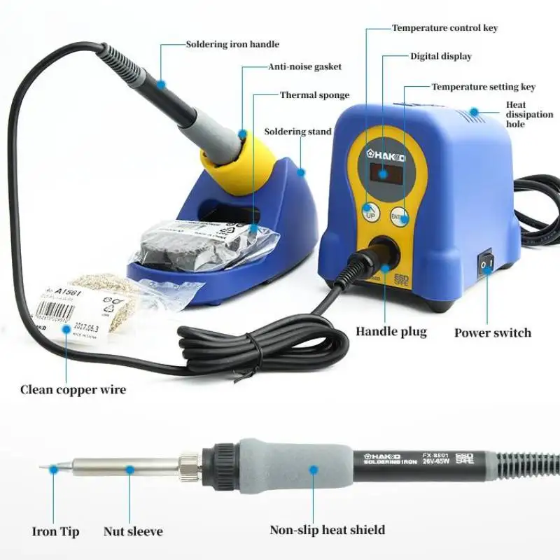 HAKKO 100% FX-888D Electronics Soldering Station 220V Professional ESD Welding Tin Equipment PCB Mobile Phone Repair Tools