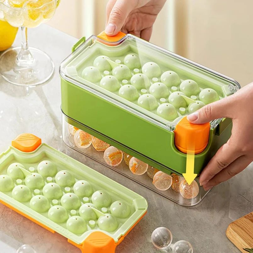 Easy Press  Summer Silicone Ball Ice Mold Kitchen Round Ice Ball Lattice Cube Trays Household Coffee Juice Whiskey Drinks Cool
