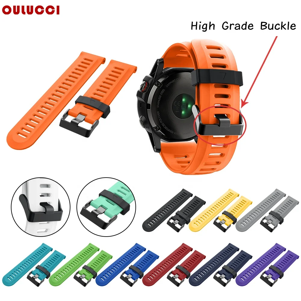 Oulucci 26mm Silicone Watch Band for Garmin Fenix 5X 5X Plus 3 3HR Business Watch Quick Release Easyfit Wrist Strap