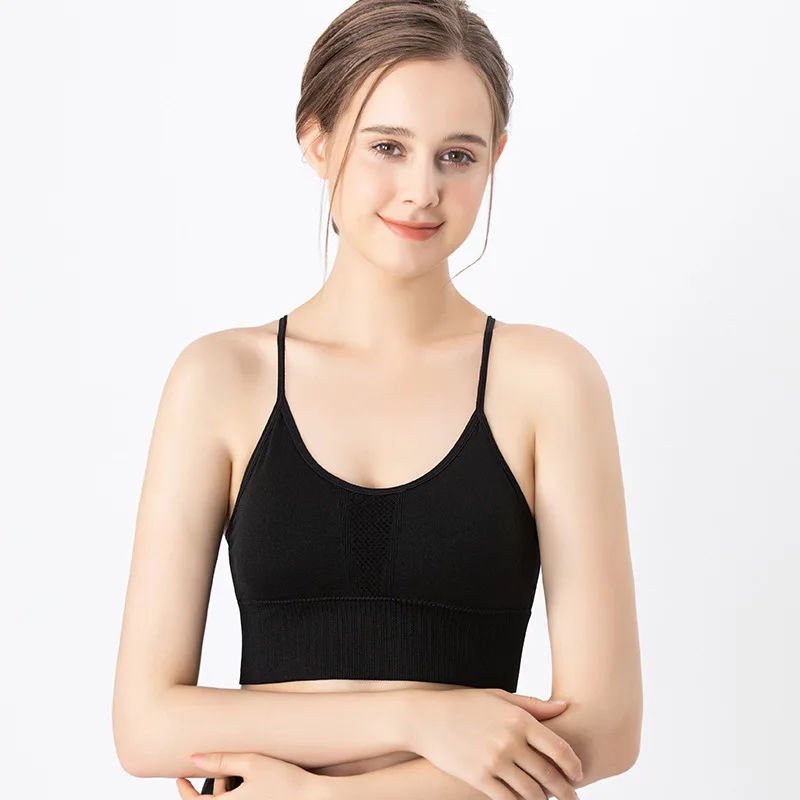 Seamless Cross Back Sports Quality Bra For Women Mesh Breathable Yoga Workout Vest Wireless Underwear