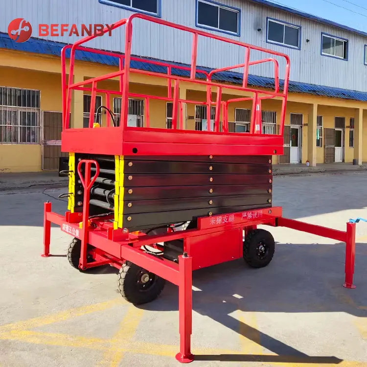 Cleaning window motorized 320kg electric mobile trailer scissor lift