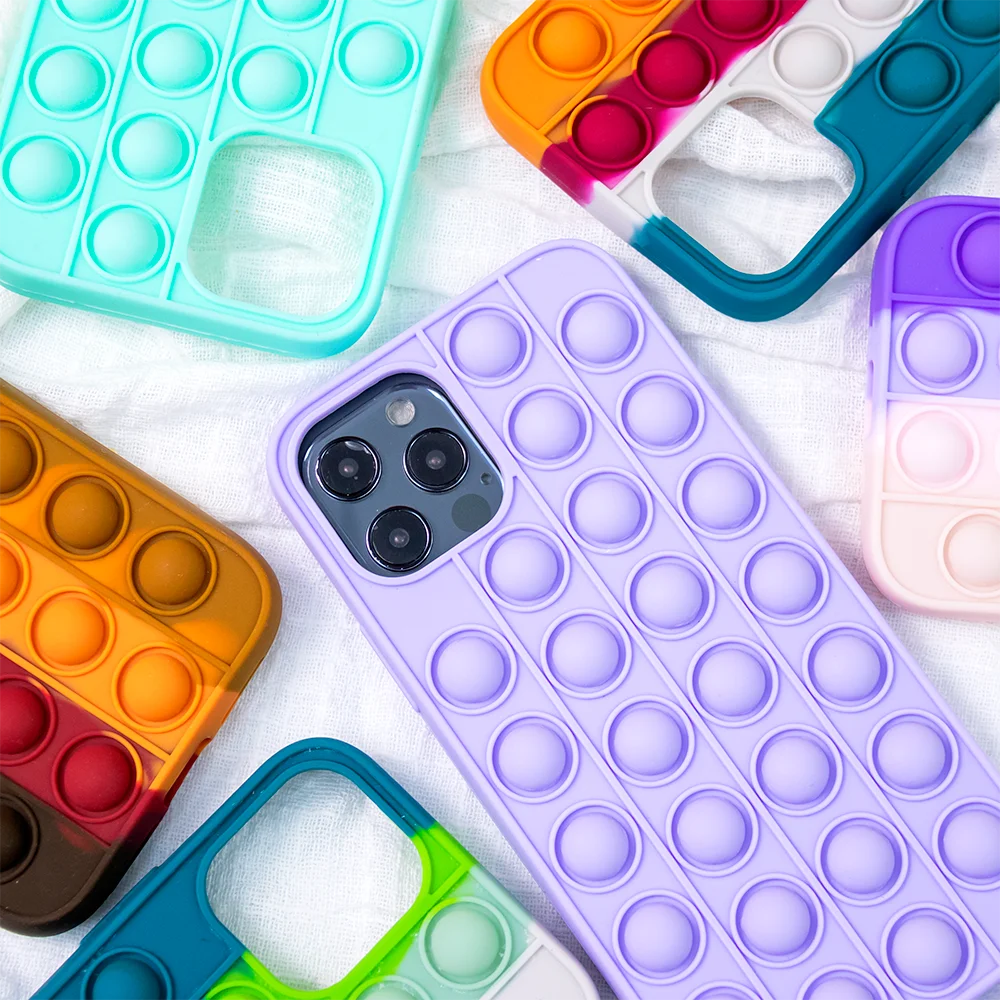  2021 Amazon Hot Sale Newest Stress Reliever Fidget Pop It Bubble Push Phone Case For Iphone 12 Pro