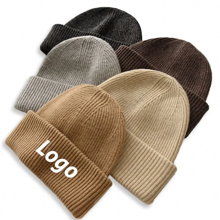 Wholesale Custom Logo Organic Cotton Woven Jacquard Knitted Hat Beanie With Flat Embroidery