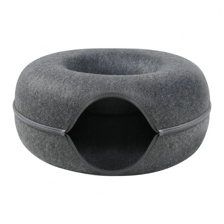 Wholesale Felt Cat Nest Donut Tunnel Cat Shelter All Seasons Universal Semi-enclosed Removable Pet Cat Nest
