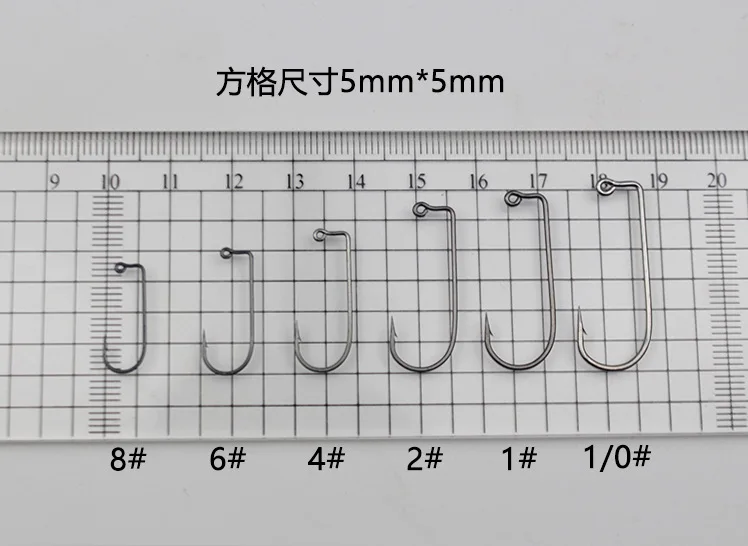 8#-6/0# 50PCS/Bag  Fishing Hook With Eyes Circle Ring  90 degrees High Carbon Steel  Carp Fishing Lure Worm Hook