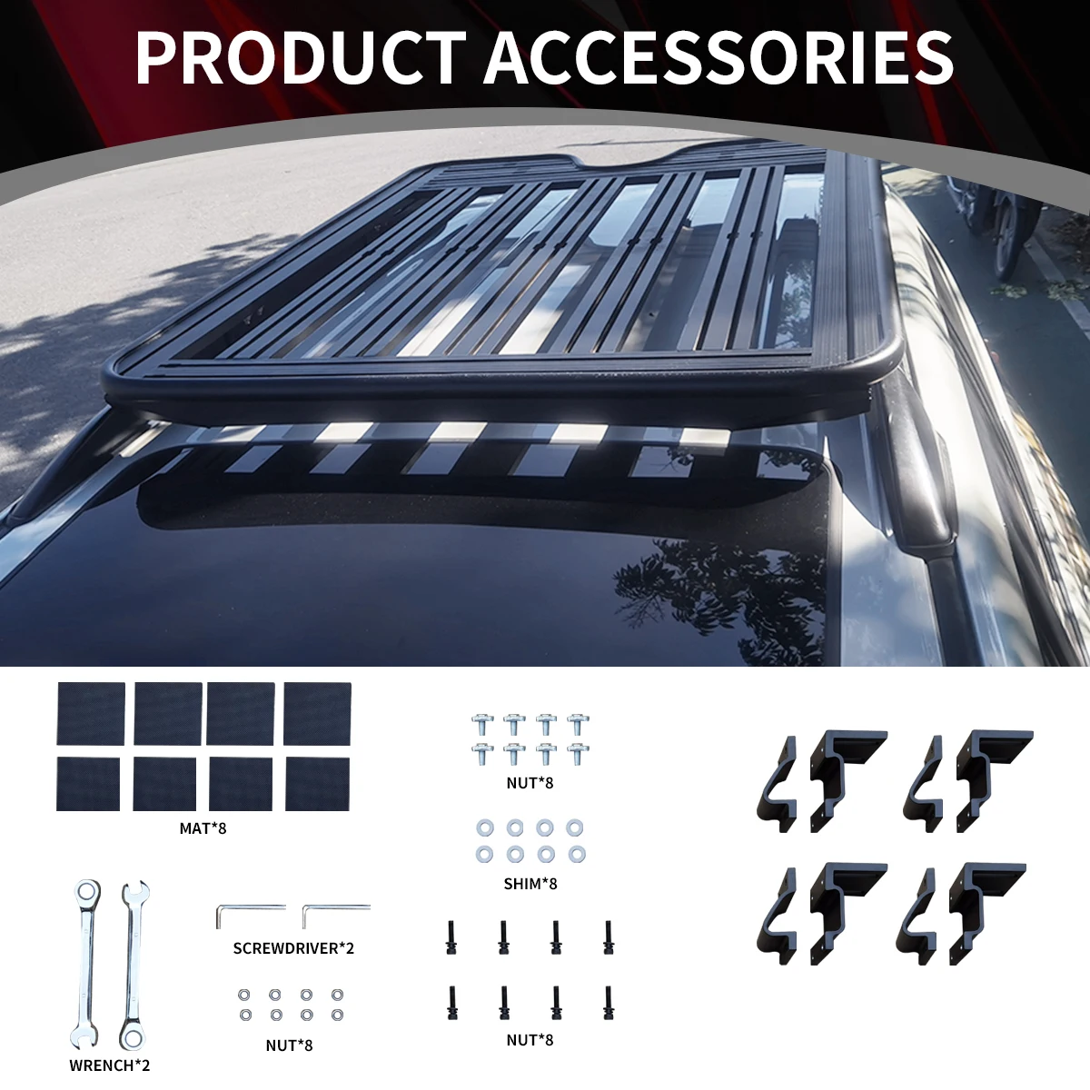 Suitable for Toyota Prado roof luggage frame, domineering load-bearing luggage rack, side tent canopy modification only