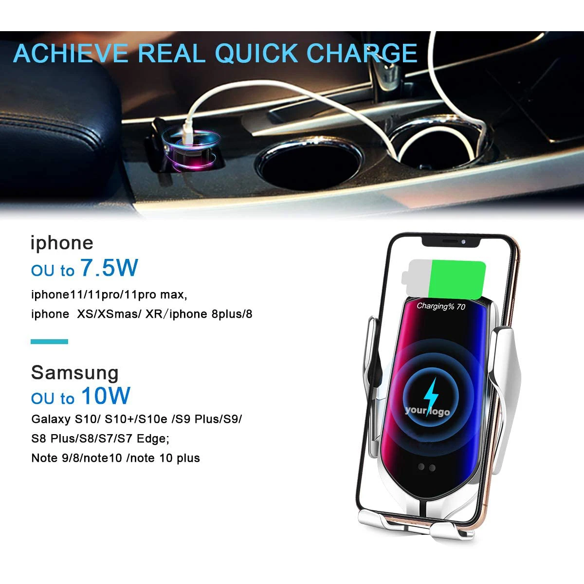 
R2 Phone Holder 10W Car Wireless Charger Holder 10W Wireless Charging Car Mount Fast Qi Wireless Car Charger 