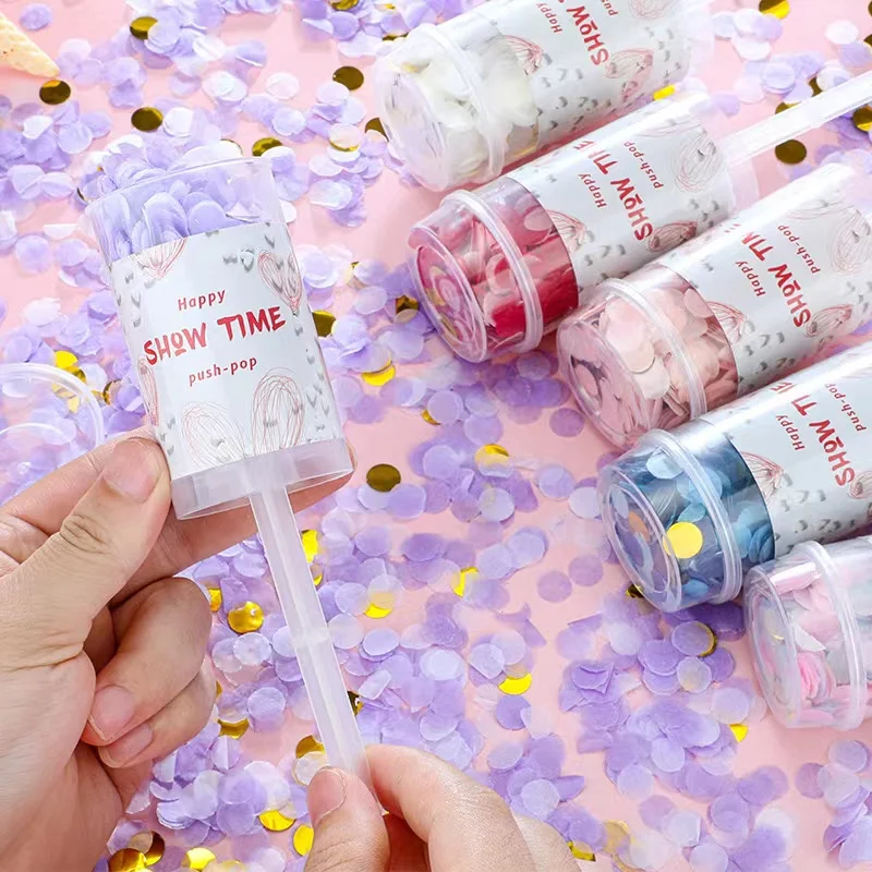 Handheld Colorful Confetti Popper Mini Spray Canister Fireworks Tube Bridal Shower Favors Party Decoration Supplies