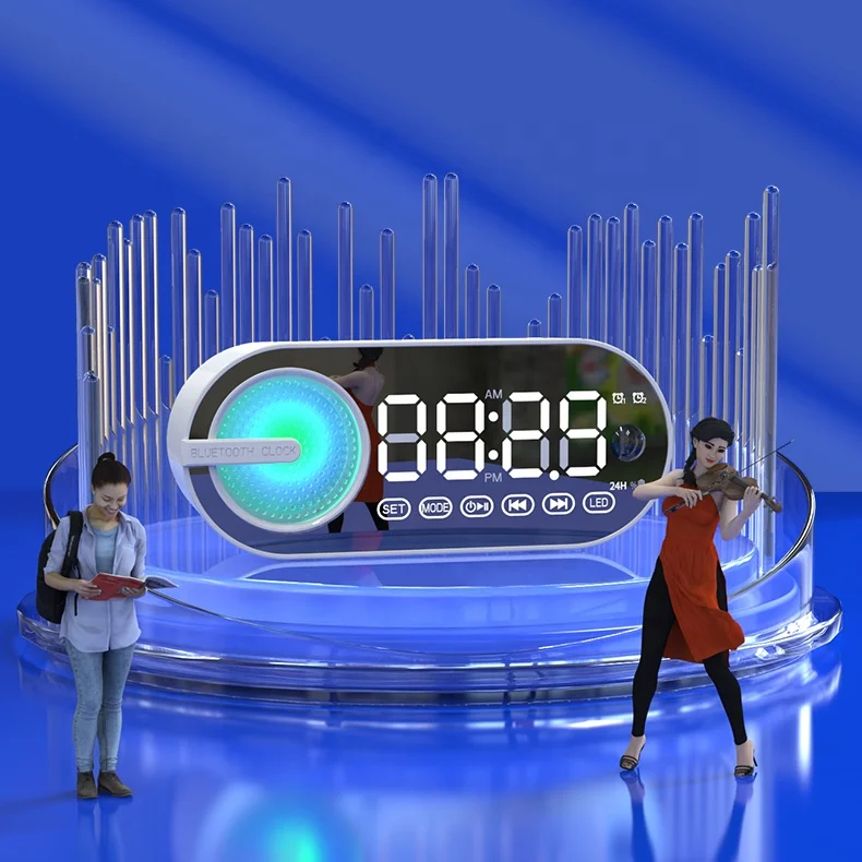 Multifunction Bluetooth Smart Bluetooth Audio Speaker Gift Alarm Clock Mirror Clock Audio Small Speaker
