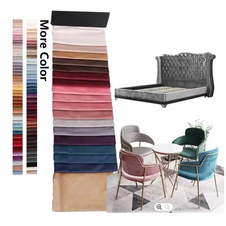 In Stock Item Holland 300gsm solid color shiny type soft feeling plain velvet upholstery for sofa fabric