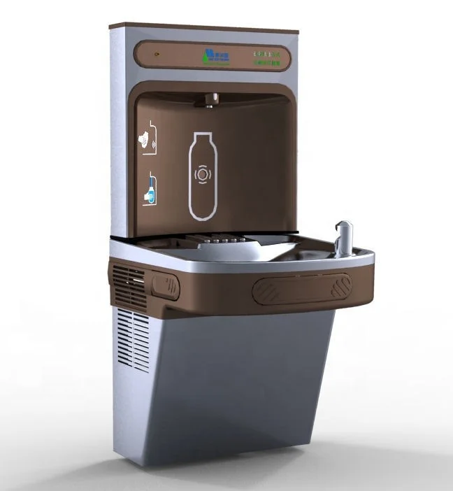 Stainless Steel Water Cooler/Wall Mounted Cold Water Dispenser with Bottle Filler, bottle filling station