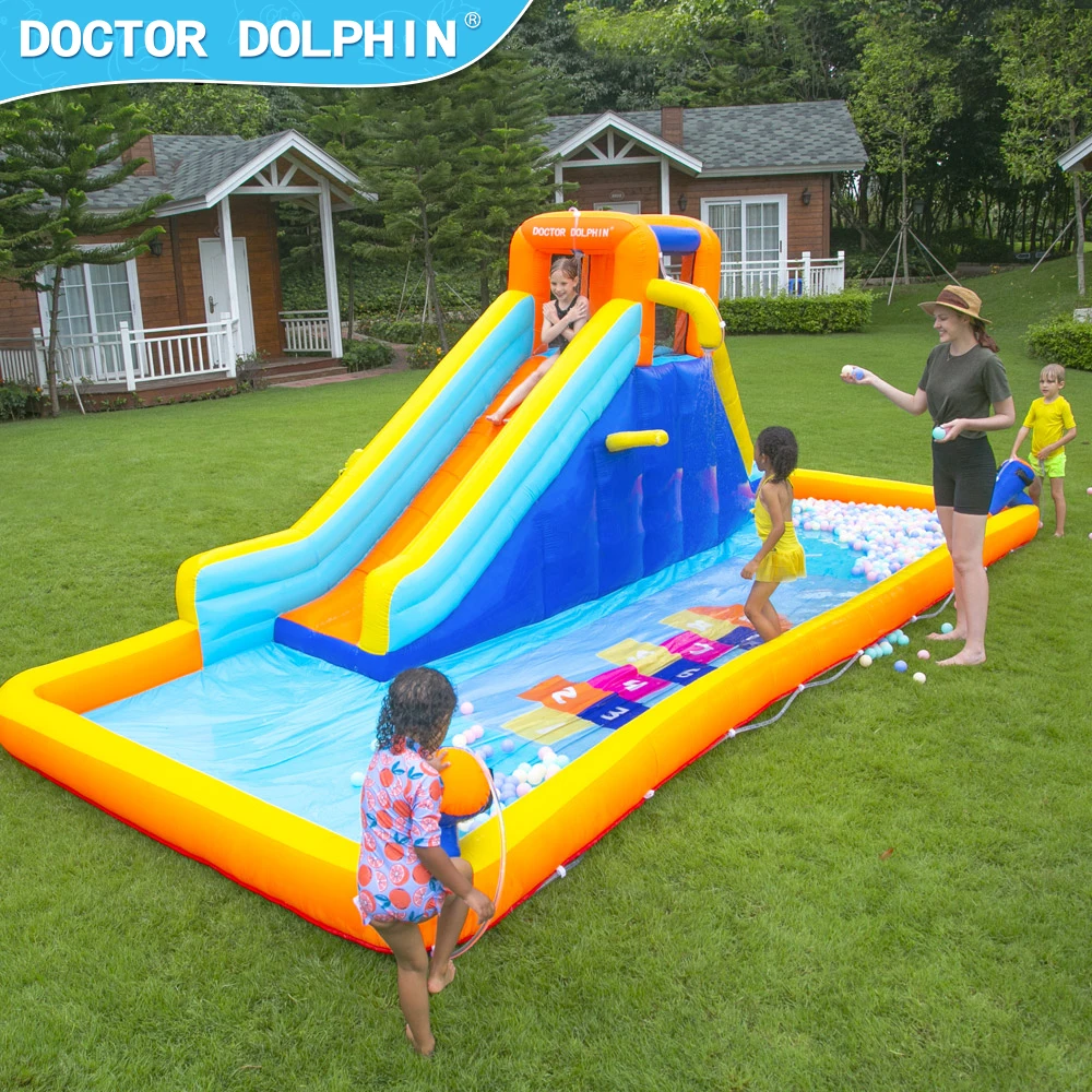 Doctor Dolphin Hot Sale Inflatable water slide Bouncer Castle Bounce House Pool With Slide For Kids