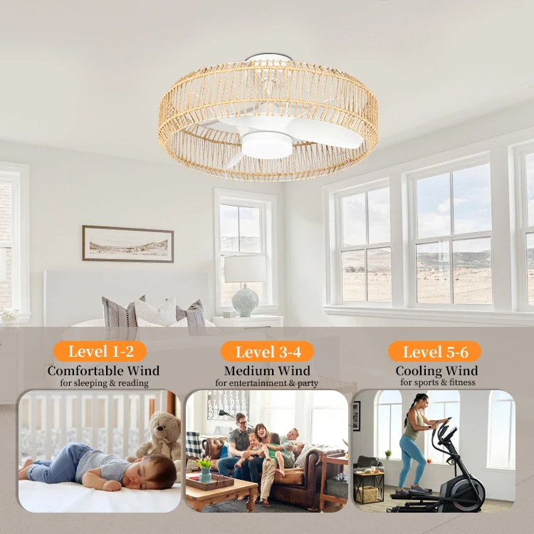 Modern Rattan White Dc Motor 3 Abs Blades Fancy Decorative Ceiling Fan With Light And Remote Home