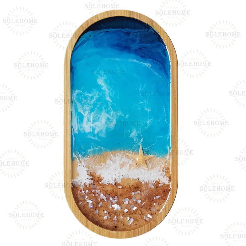 Handcrafted Ocean Wave Crackle Resin Coaster Set for Beach Decor