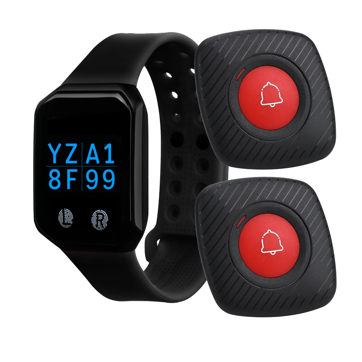 BYHUBYENG one watch pager  2 call  buttons  Receiver Wireless Calling System Waterproof Restaurant  Wrist Watch Pager