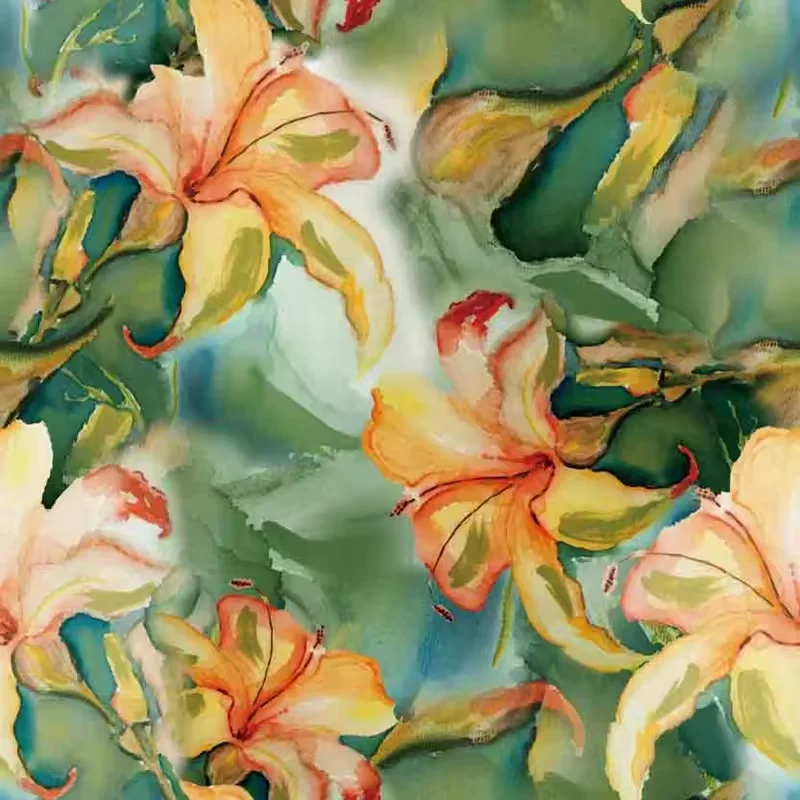 polyester 75D crepe chiffon smooth soft ladys flower design digital printed s201538 for dress shirt fabric