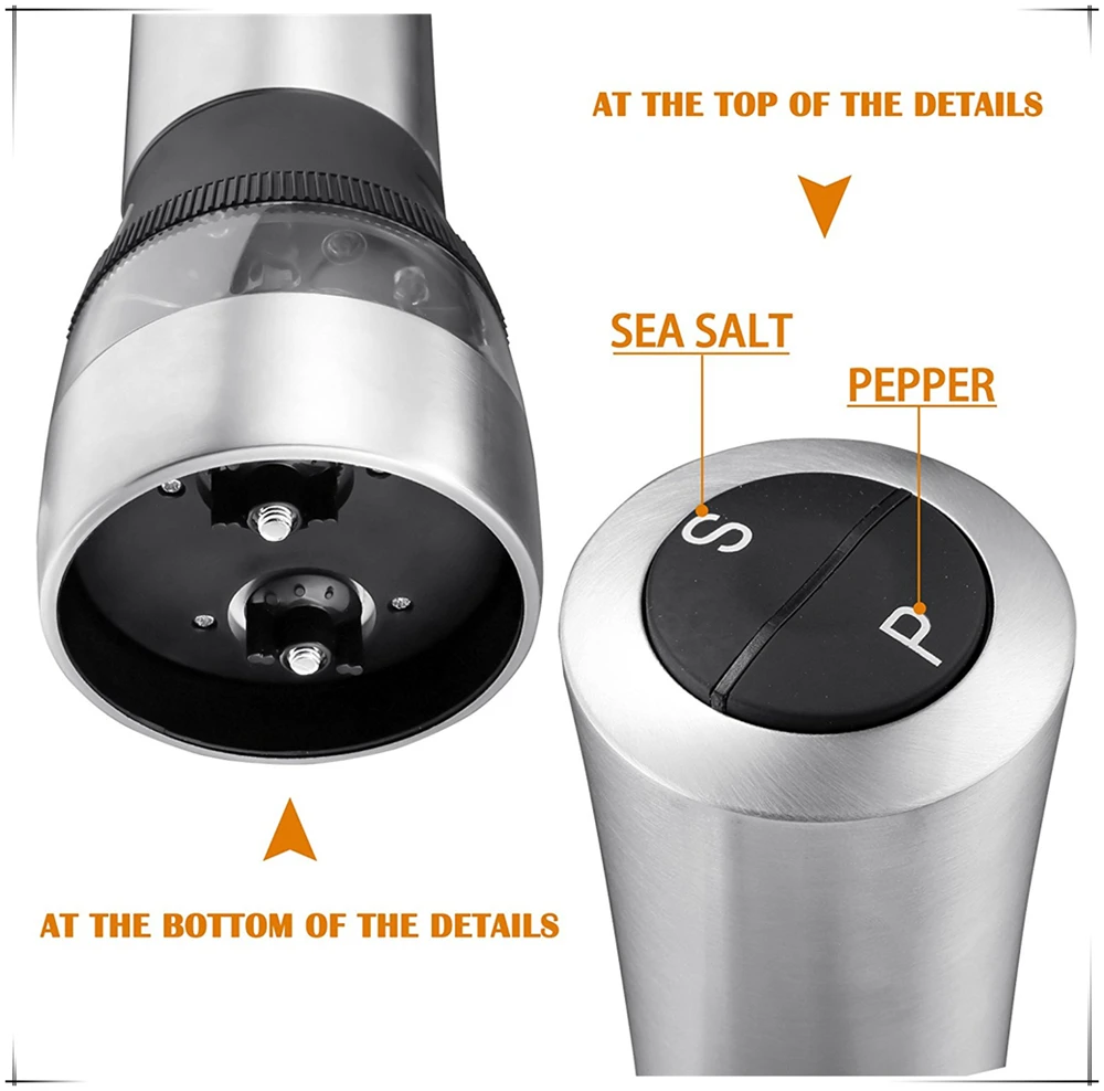 2 in 1 combined Electric salt and pepper mill /Multifunctional salt and pepper grinder