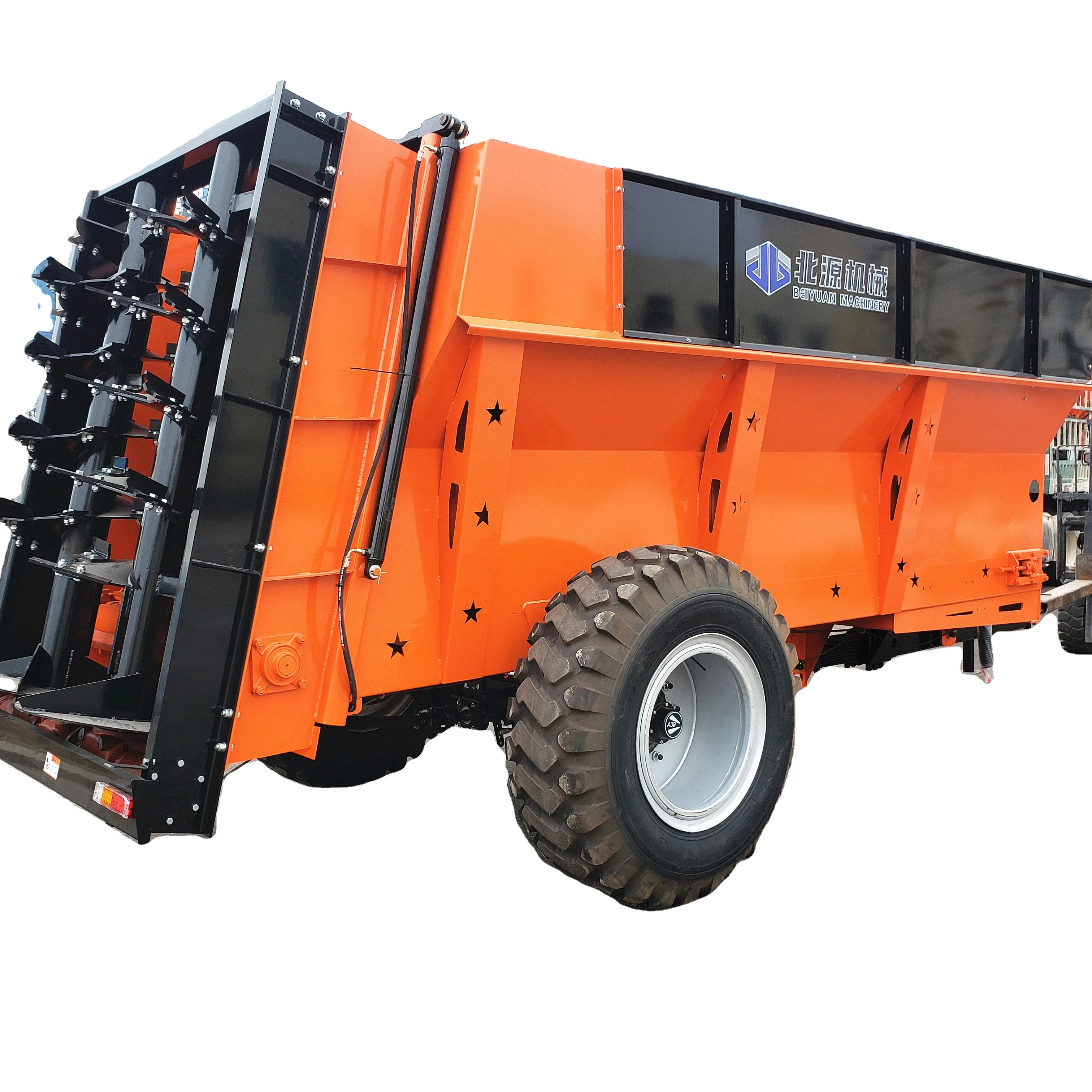 Tractor trailed rear double Vertical Beater lime manure spreader